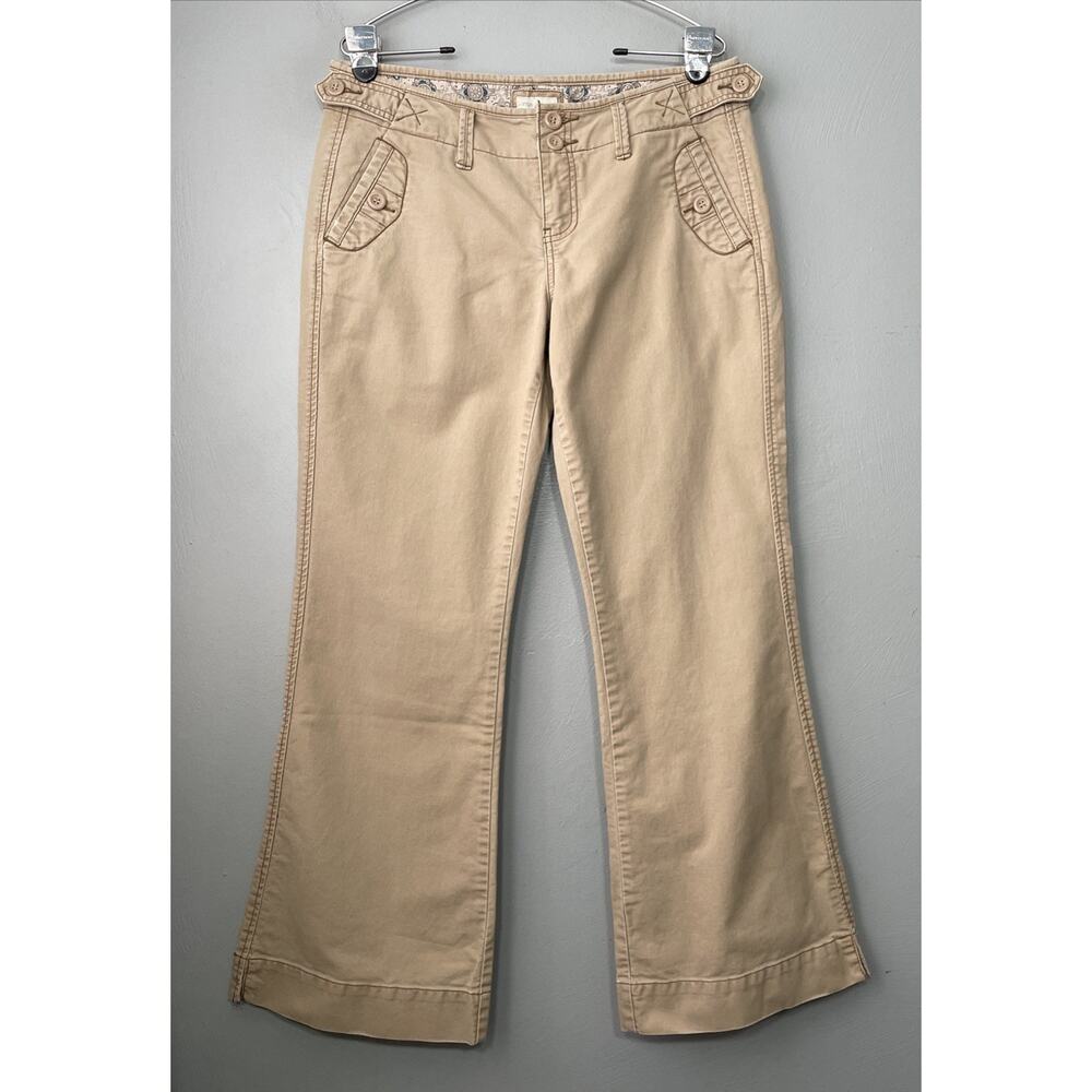 Y2K Low Rise Pants Size 9 10 Short Khakis Wide Leg Button Flap Pockets Utility